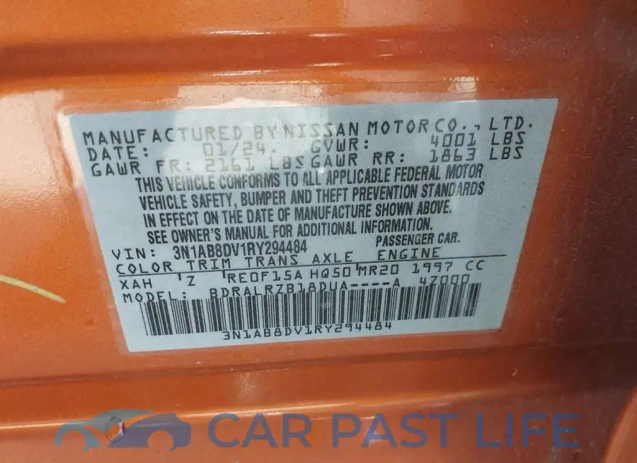 3N1AB8DV1RY294484# 9