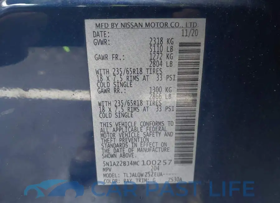 5N1AZ2BJ4MC100257# 9