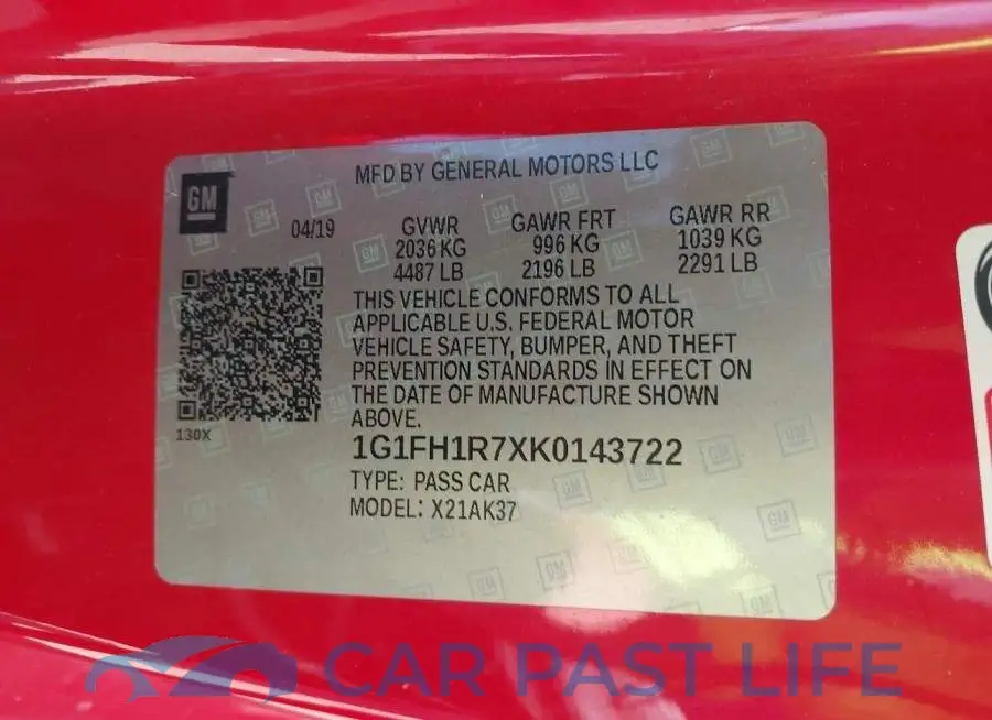 1G1FH1R7XK0143722# 9