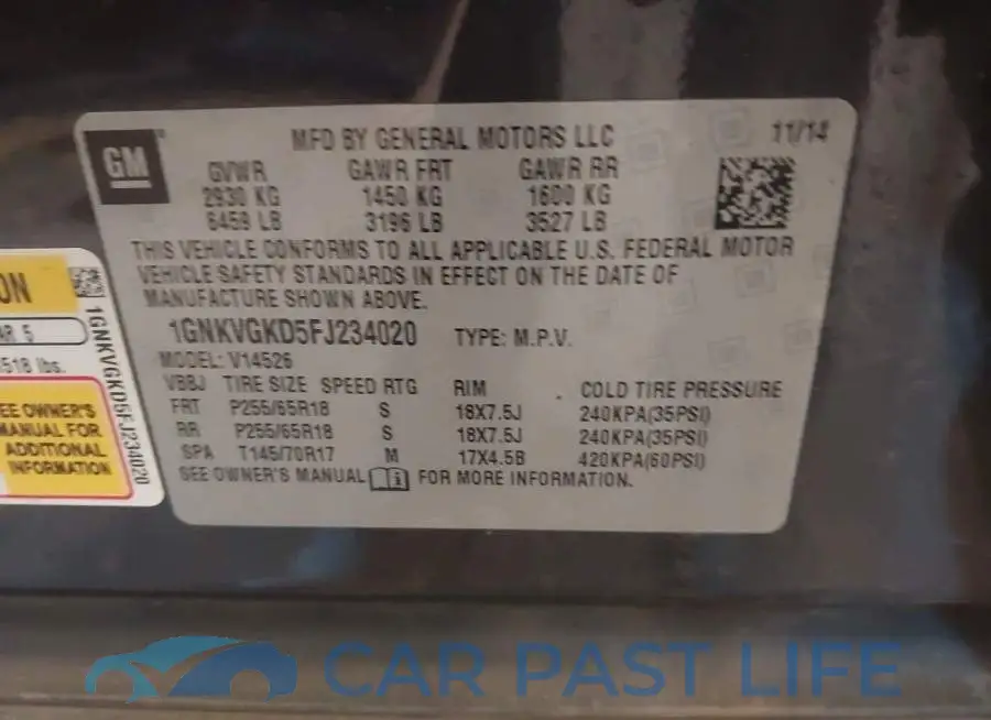 1GNKVGKD5FJ234020# 9