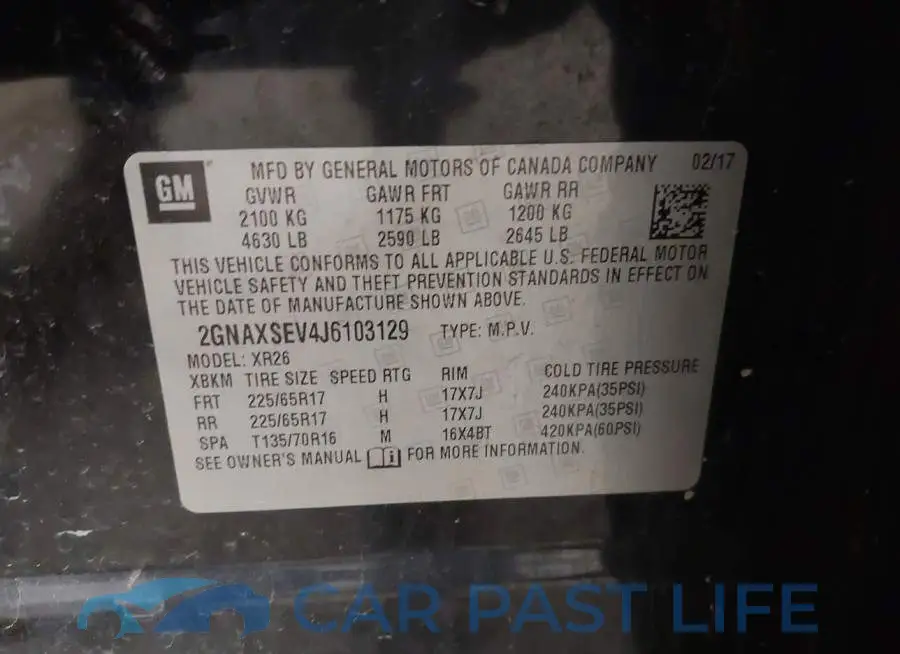 2GNAXSEV4J6103129# 9