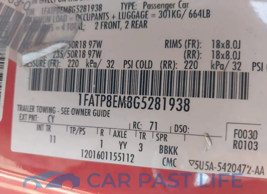1FATP8EM8G5281938# 9