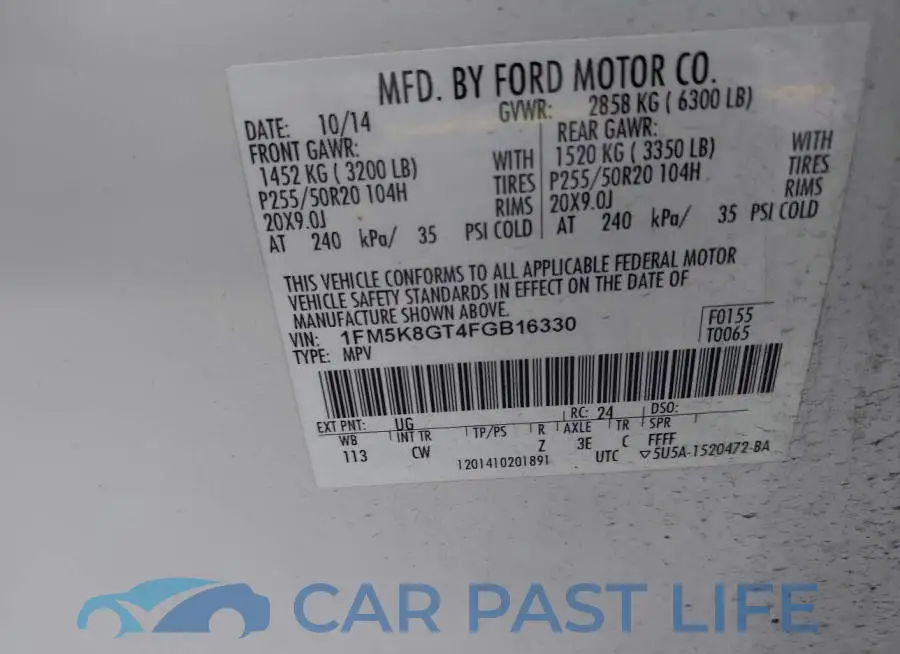 1FM5K8GT4FGB16330# 9