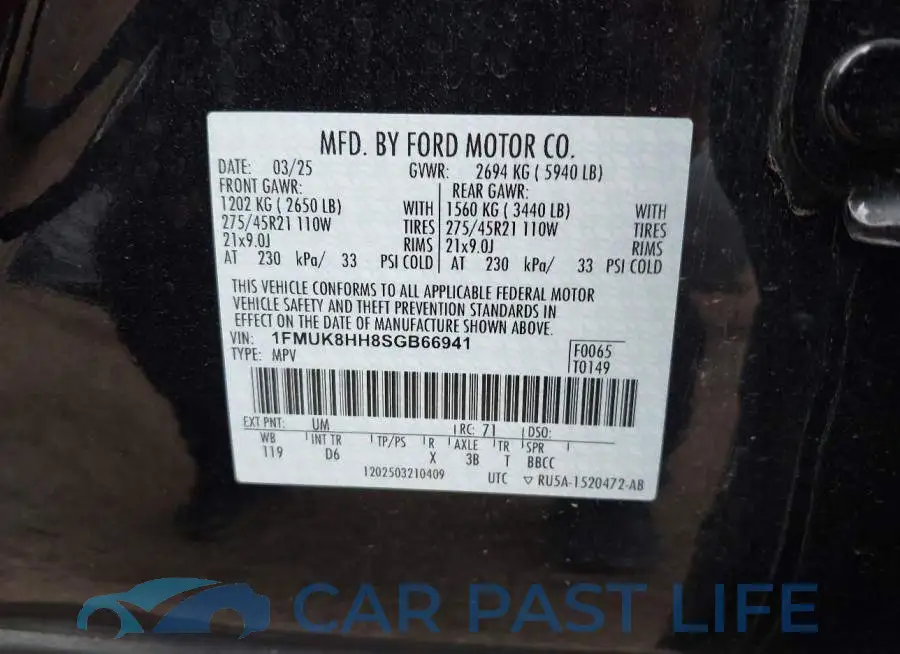 1FMUK8HH8SGB66941# 9