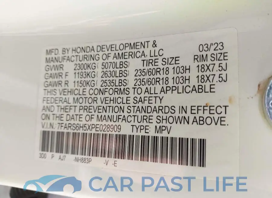 7FARS6H5XPE028909# 9