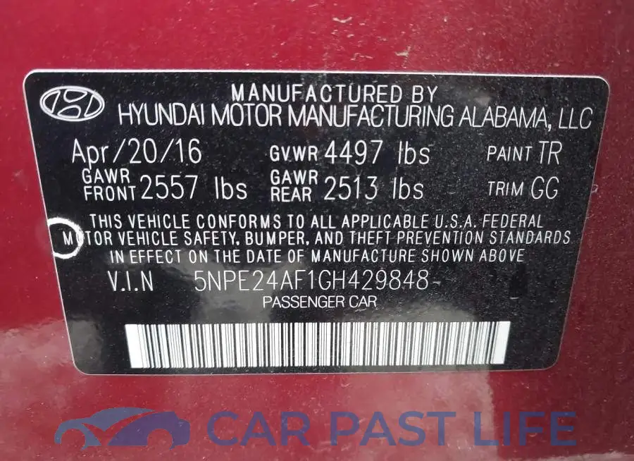 5NPE24AF1GH429848# 9