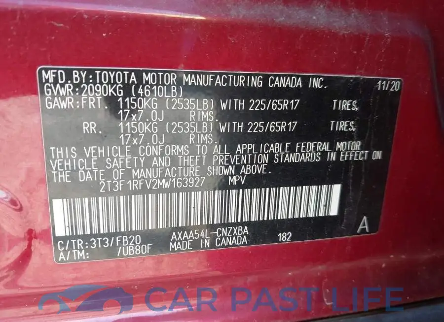 2T3F1RFV2MW163927# 9