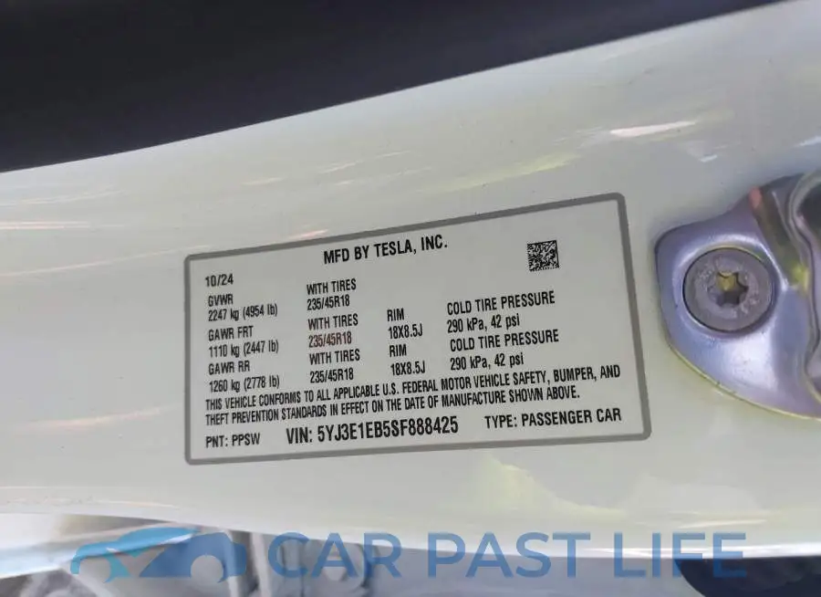 5YJ3E1EB5SF888425# 9
