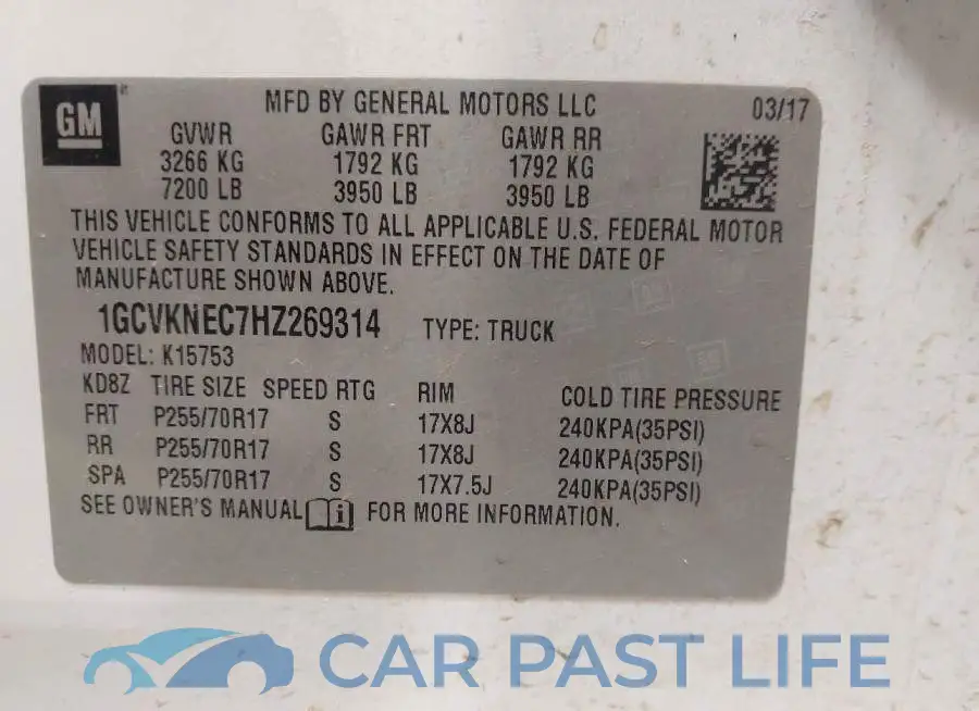 1GCVKNEC7HZ269314# 9