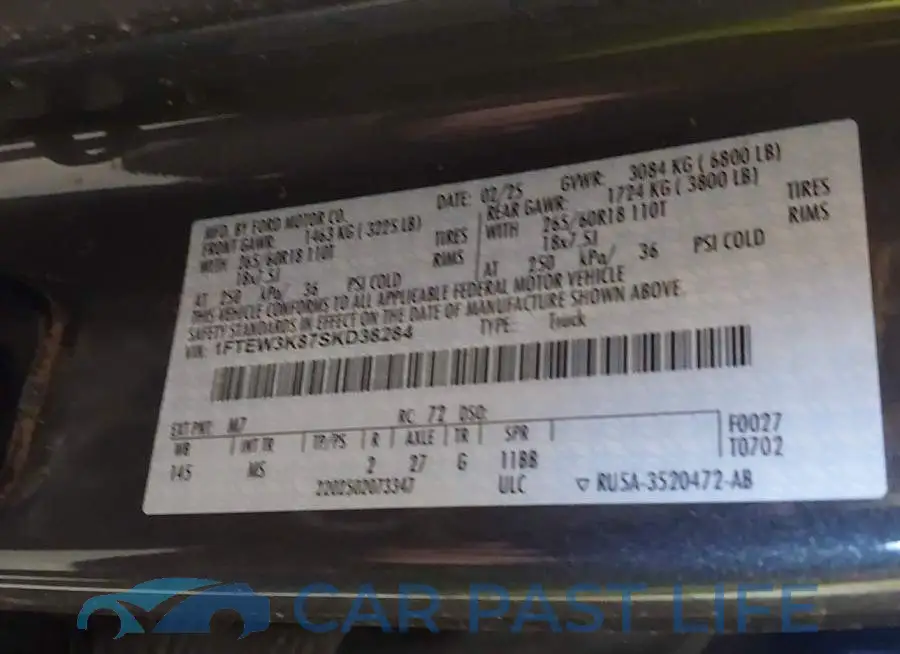 1FTEW3K87SKD38284# 9
