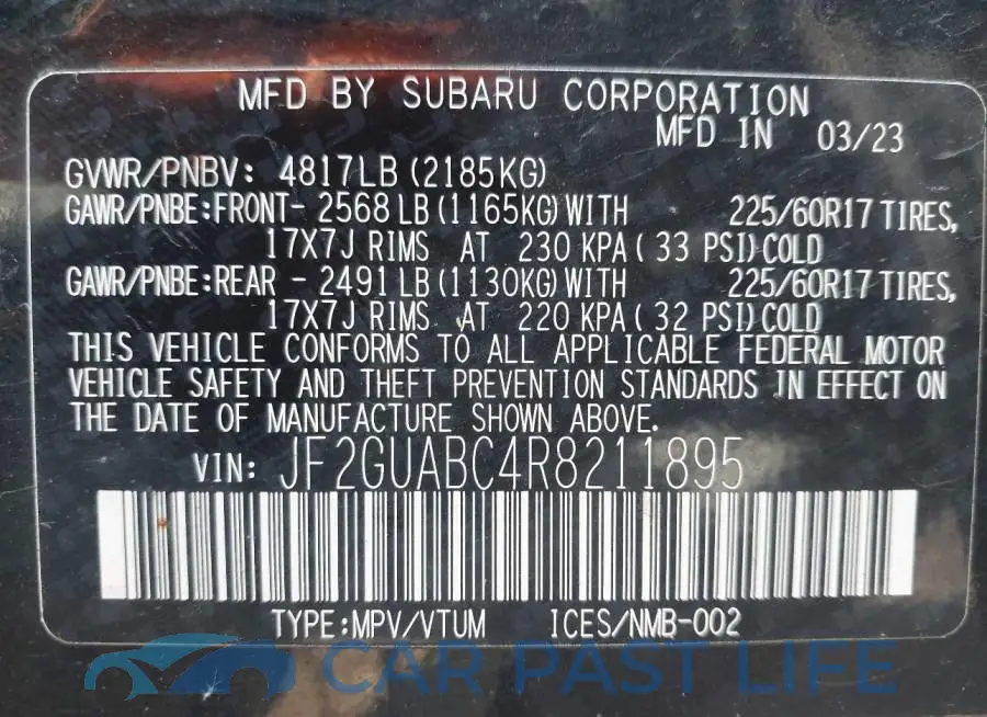 JF2GUABC4R8211895# 9