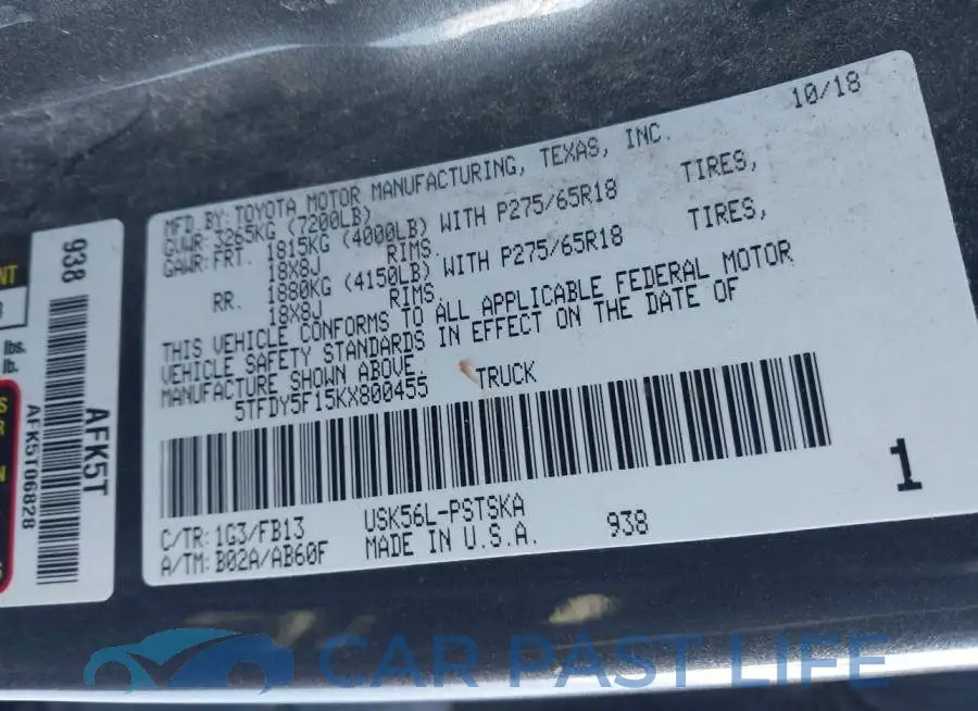 5TFDY5F15KX800455# 9