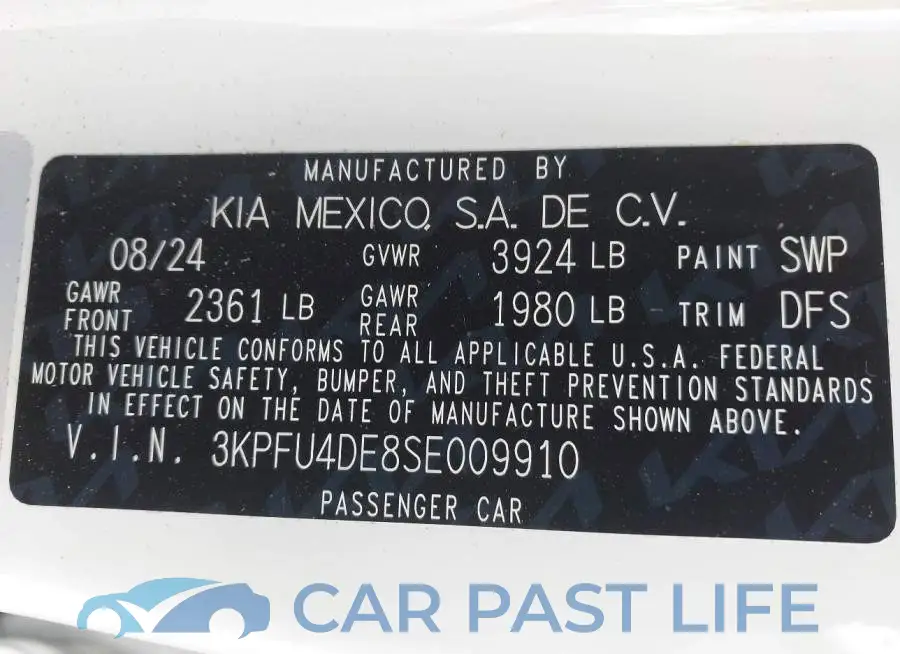 3KPFU4DE8SE009910# 9