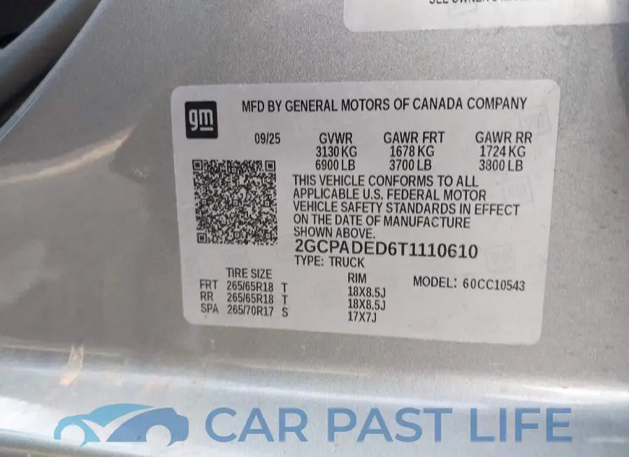 2GCPADED6T1110610# 9