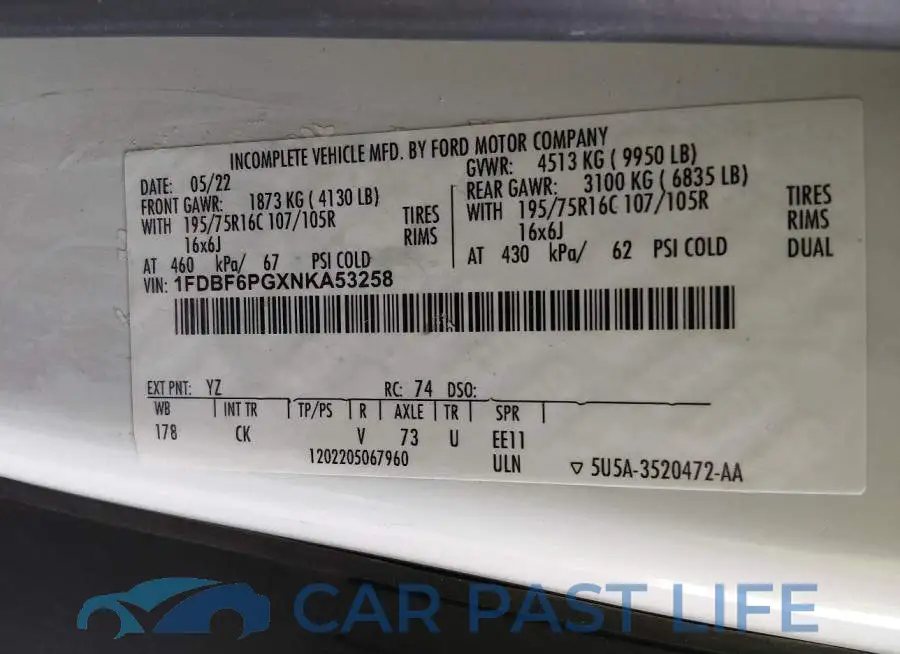 1FDBF6PGXNKA53258# 8