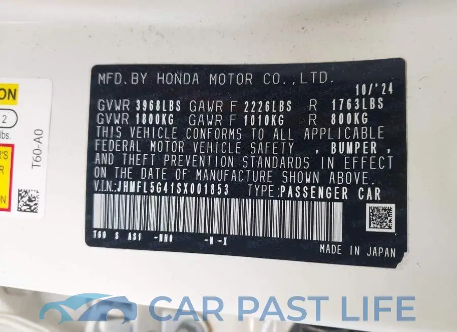 JHMFL5G41SX001853# 9