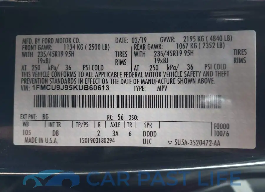 1FMCU9J95KUB60613# 9