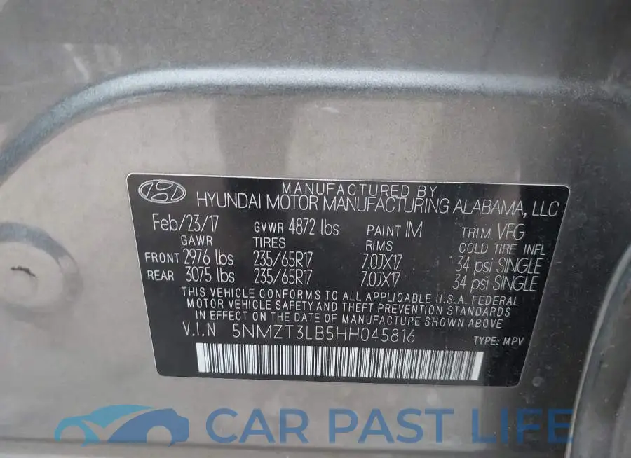 5NMZT3LB5HH045816# 9