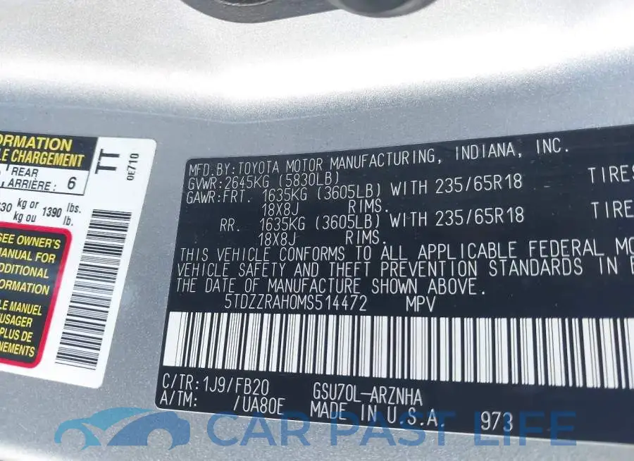5TDZZRAH0MS514472# 9