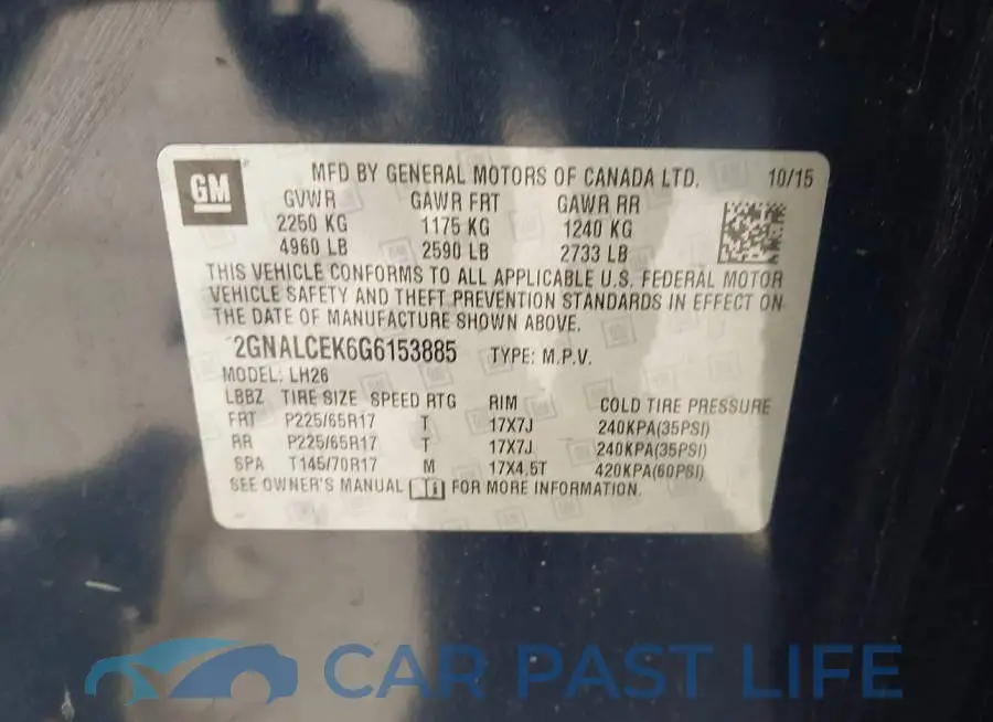 2GNALCEK6G6153885# 9