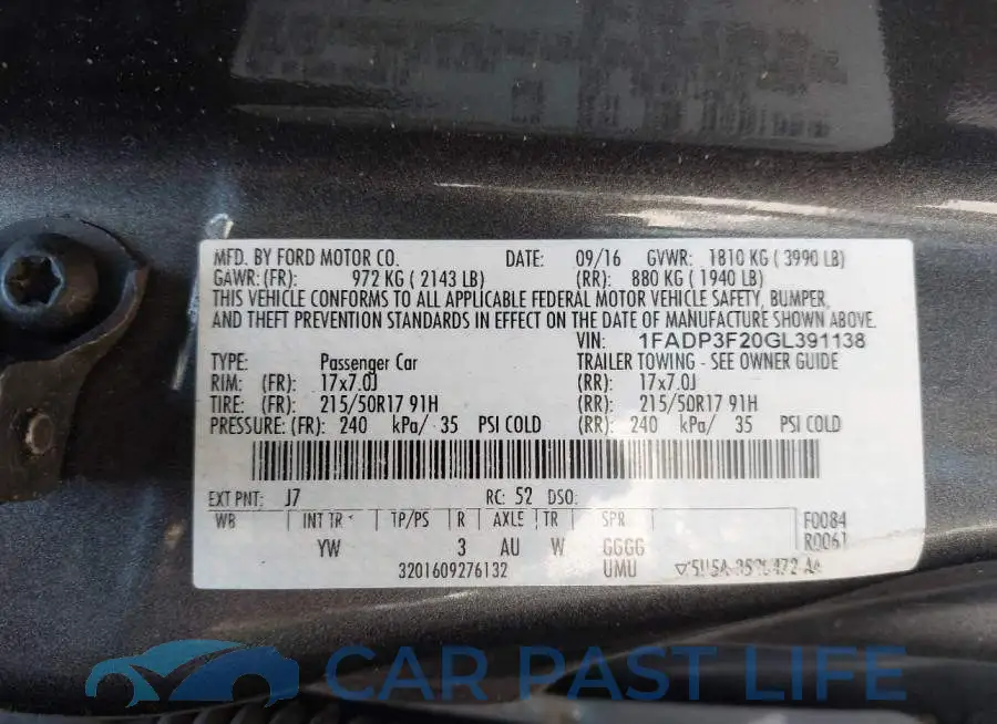 1FADP3F20GL391138# 9