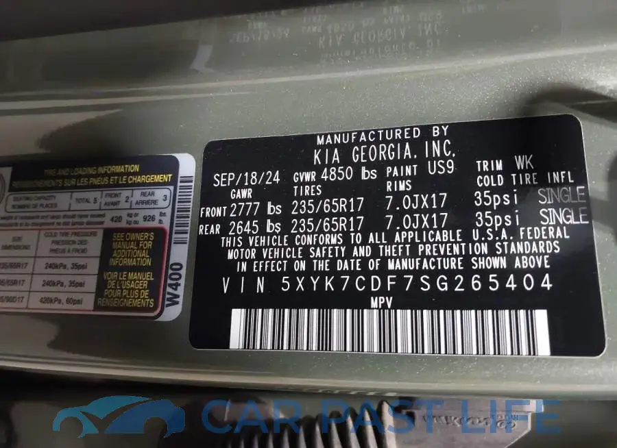 5XYK7CDF7SG265404# 9
