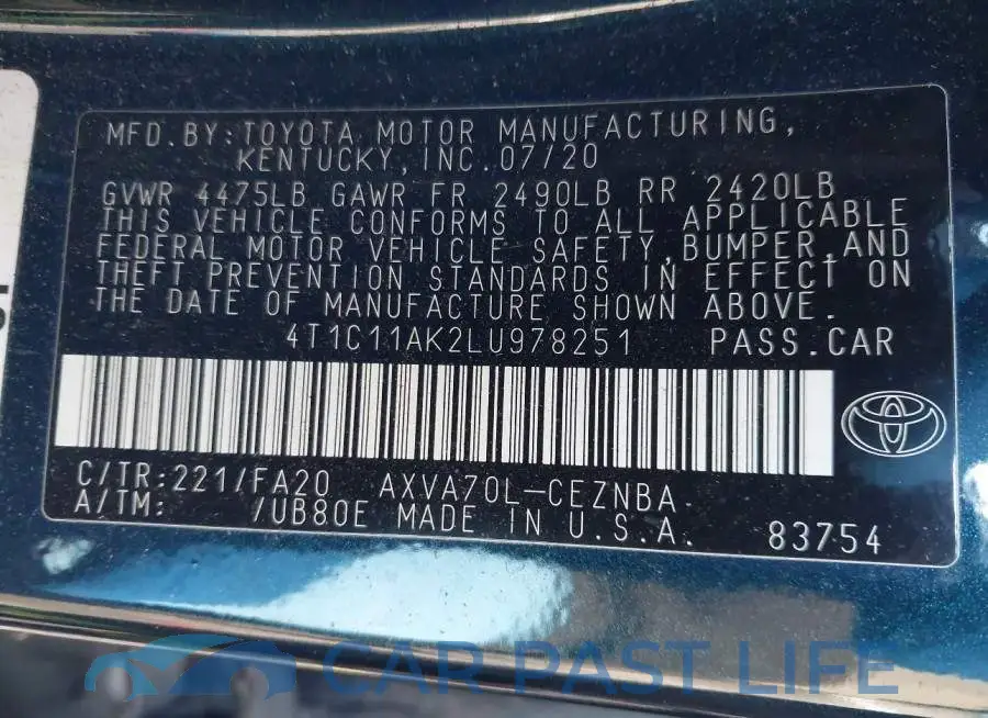 4T1C11AK2LU978251# 9