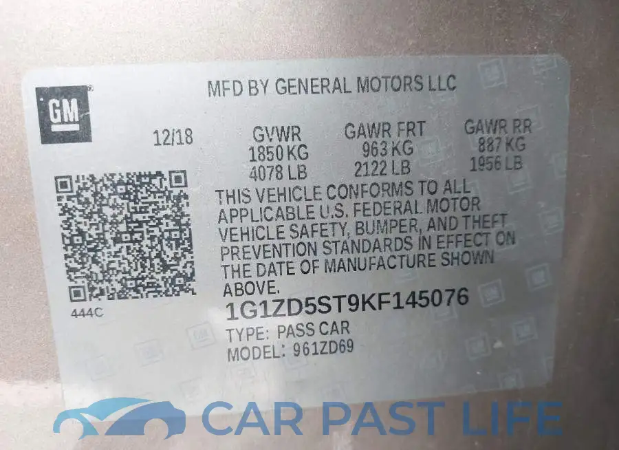 1G1ZD5ST9KF145076# 9
