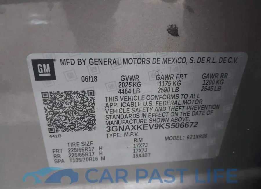 3GNAXKEV9KS506672# 9
