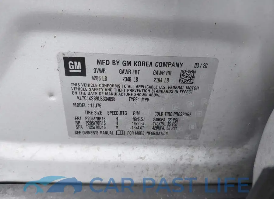 KL7CJKSB9LB334098# 9
