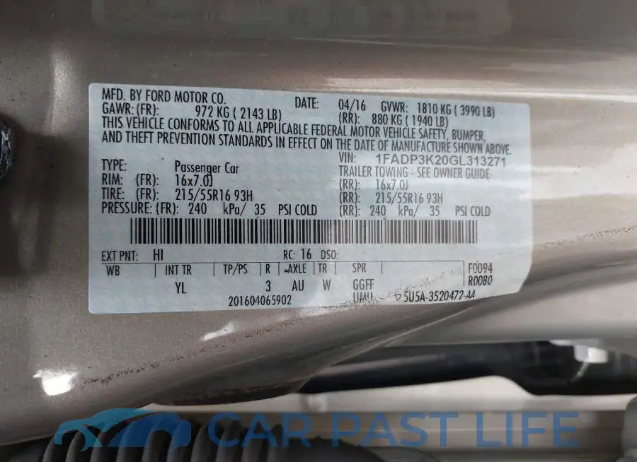 1FADP3K20GL313271# 9