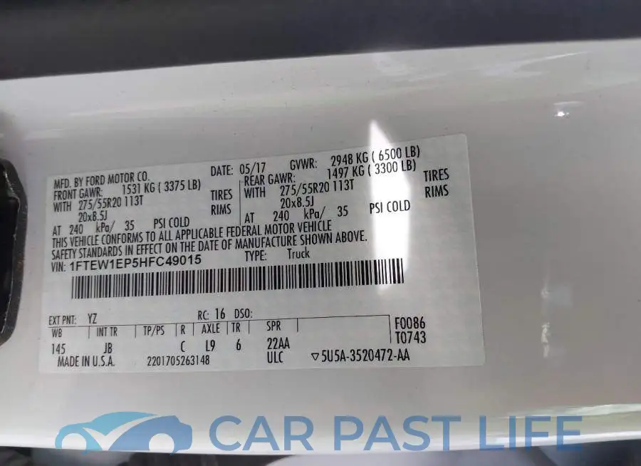 1FTEW1EP5HFC49015# 9