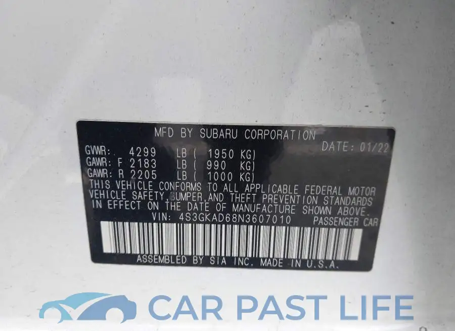 4S3GKAD68N3607010# 9