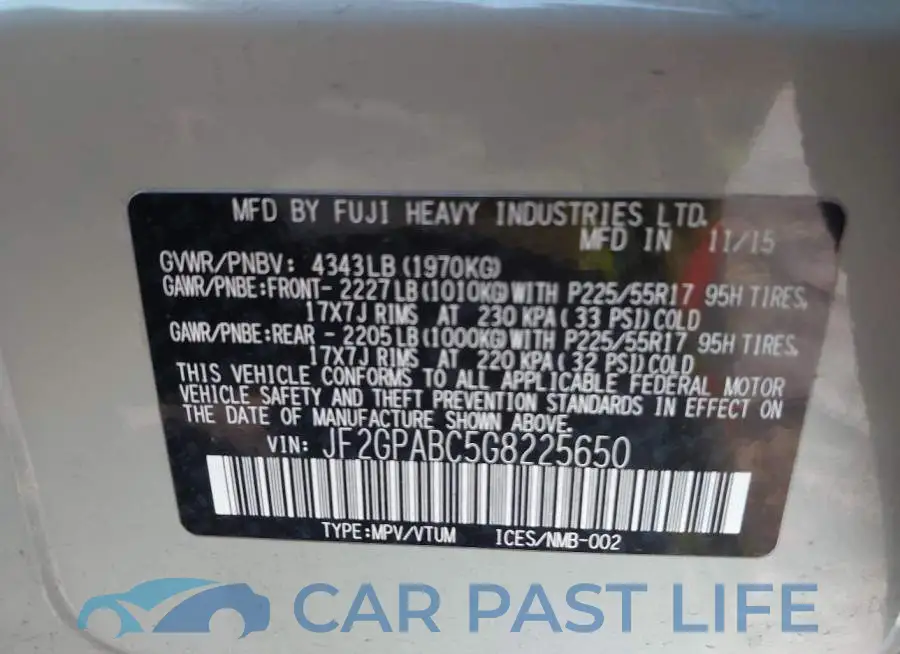 JF2GPABC5G8225650# 9