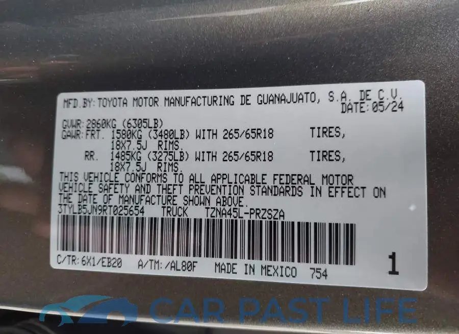 3TYLB5JN9RT025654# 9
