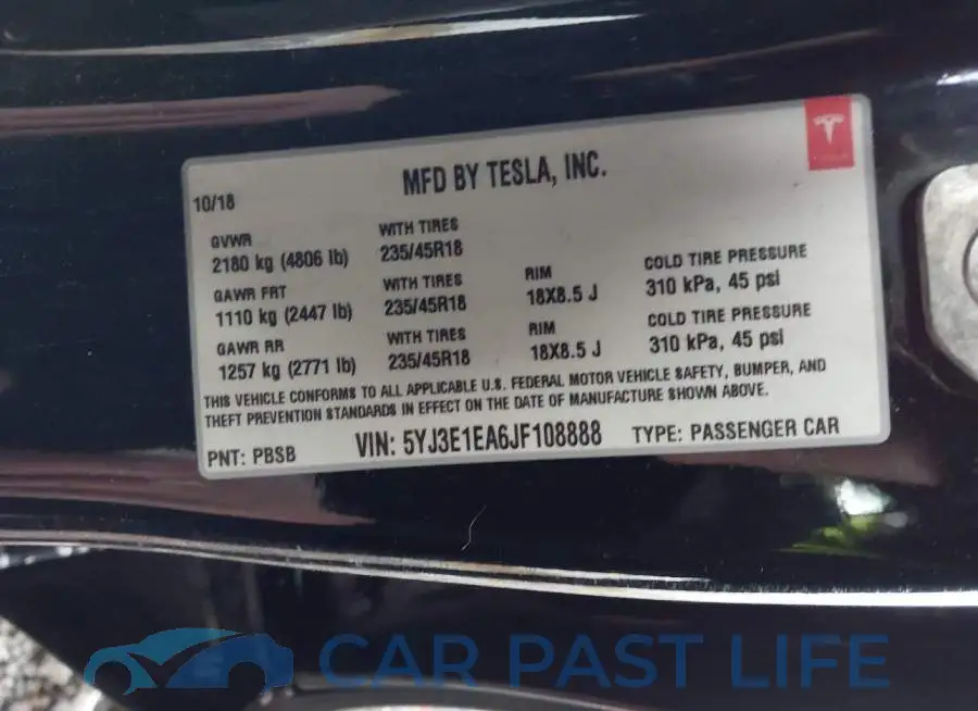 5YJ3E1EA6JF108888# 9