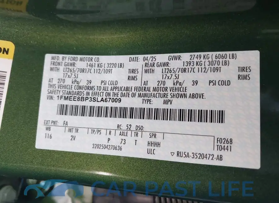 1FMEE8BP3SLA67009# 9