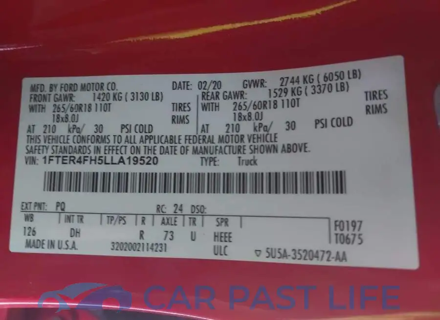 1FTER4FH5LLA19520# 9