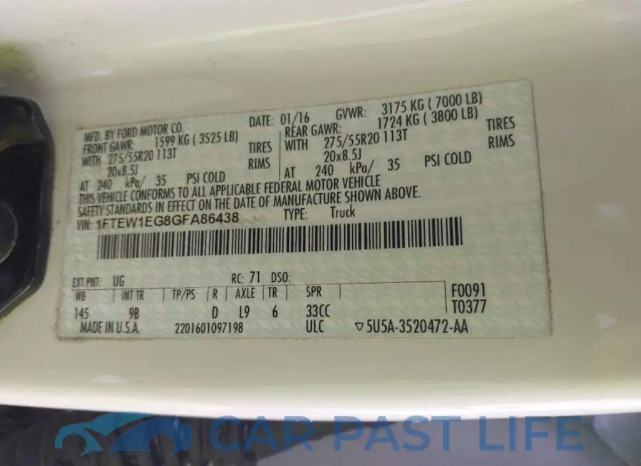 1FTEW1EG8GFA86438# 9