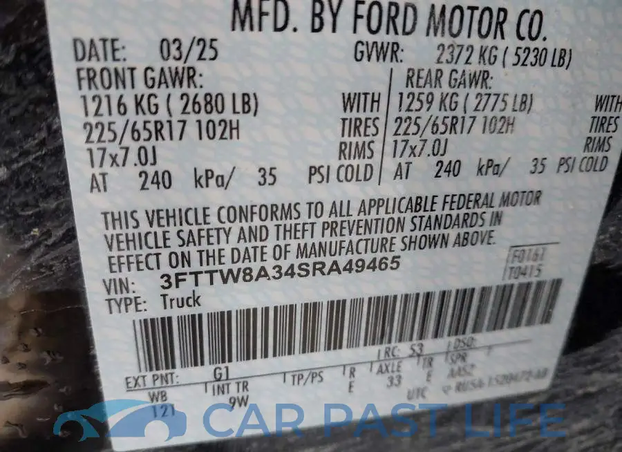 3FTTW8A34SRA49465# 9