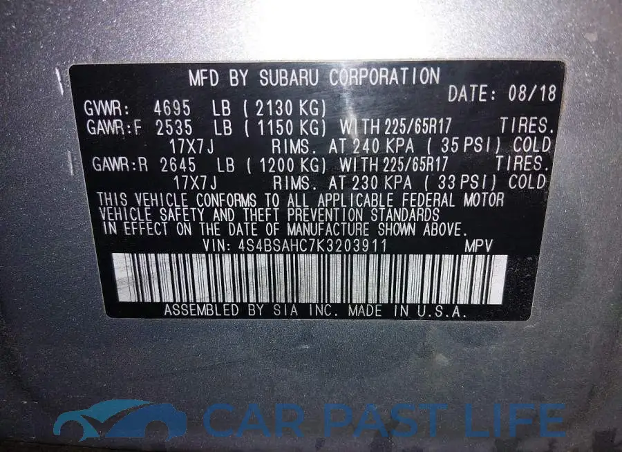 4S4BSAHC7K3203911# 9