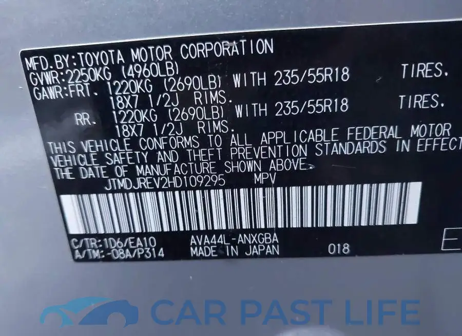 JTMDJREV2HD109295# 9