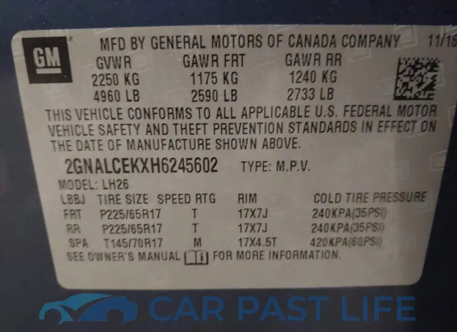 2GNALCEKXH6245602# 9