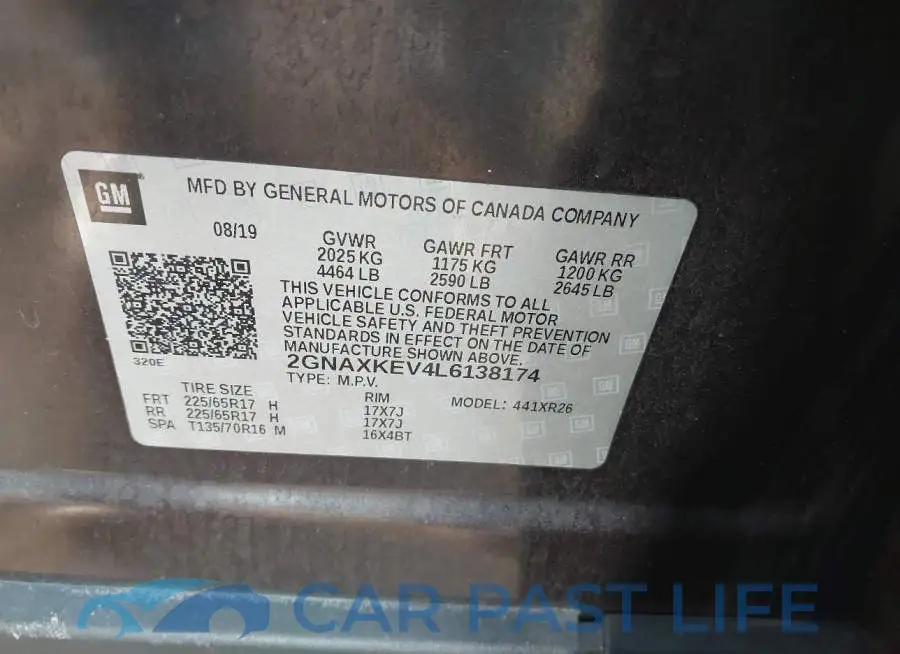 2GNAXKEV4L6138174# 9