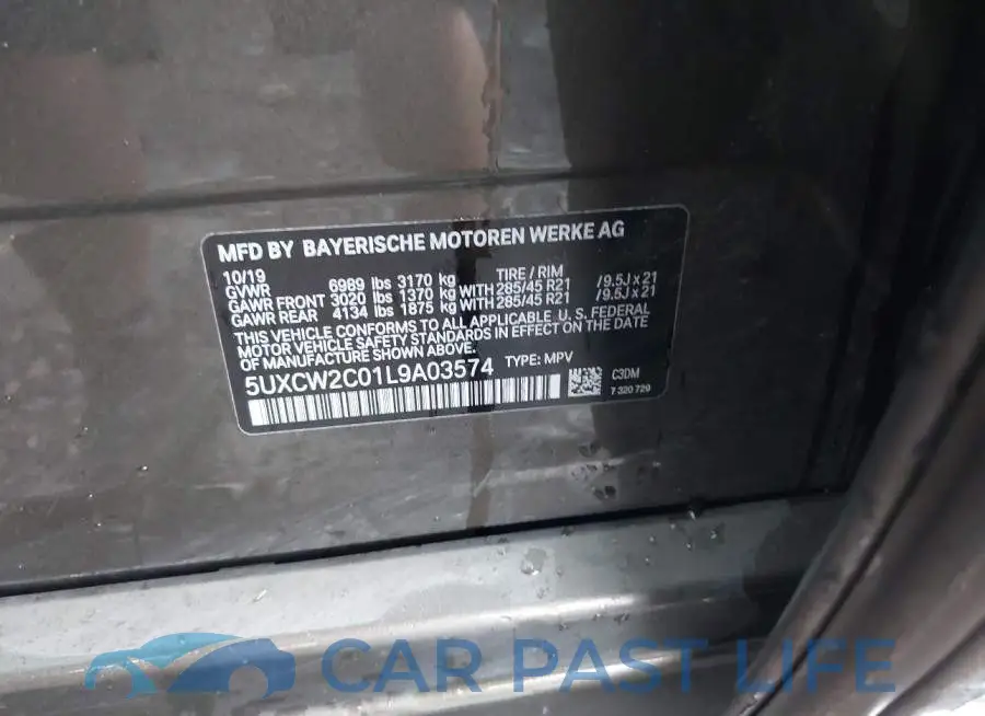 5UXCW2C01L9A03574# 9