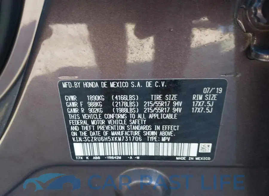 3CZRU6H5XKM731706# 9