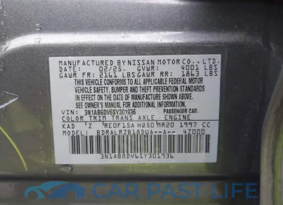 3N1AB8DV6SY301936# 9