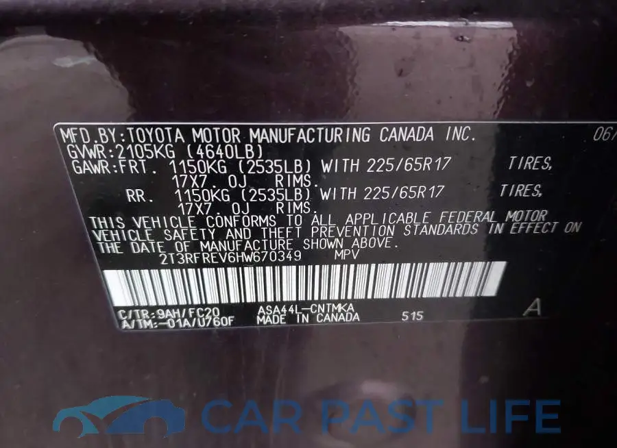 2T3RFREV6HW670349# 9