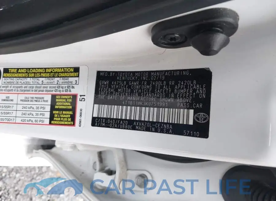 4T1B11HK3KU751991# 9