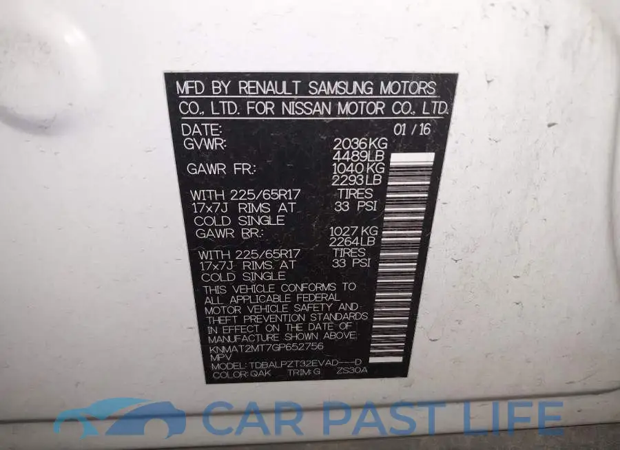 KNMAT2MT7GP652756# 9
